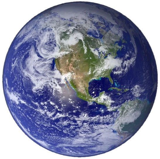 Earth Western Hemisphere white background