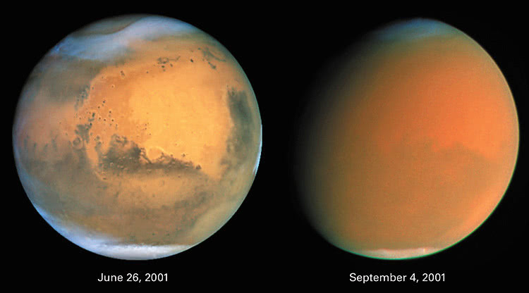 Mars dust storm Hubble
