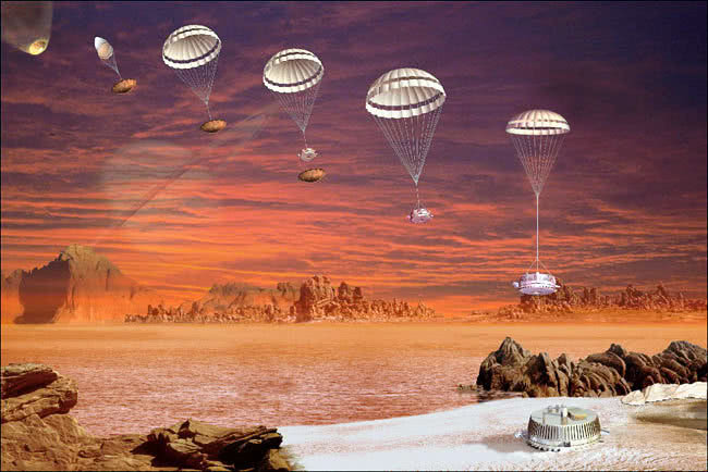 Huygens probe lands on Titan