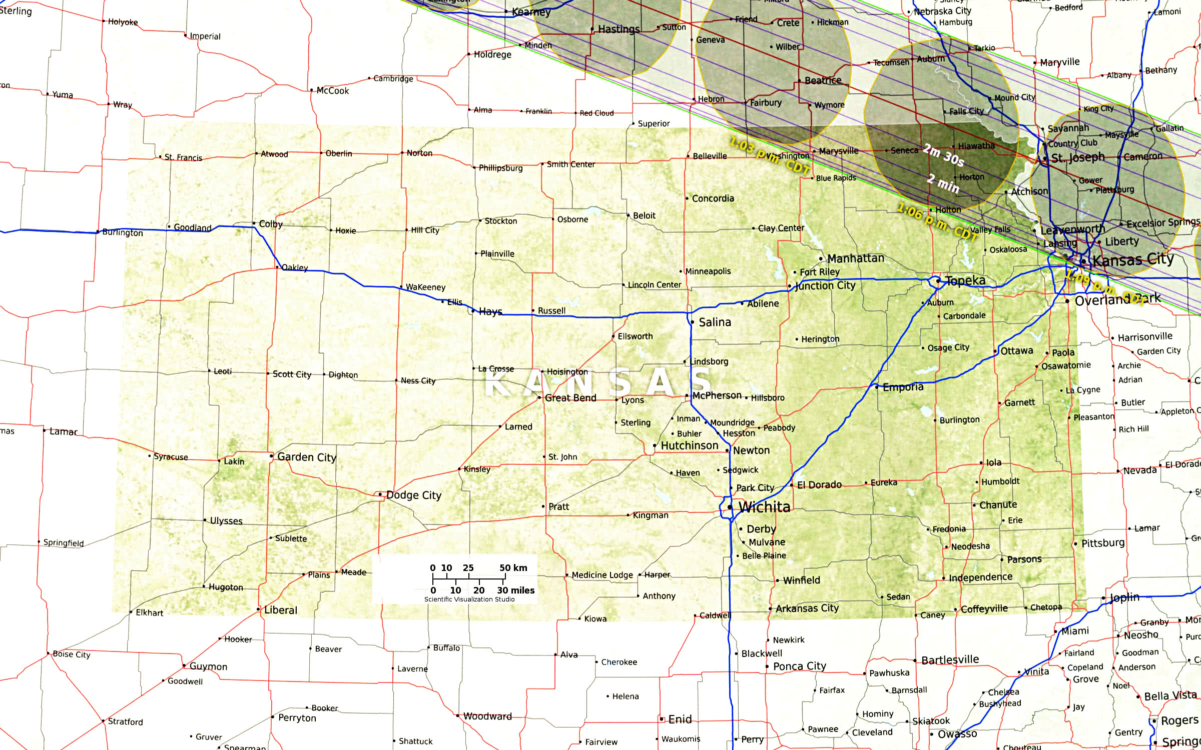 Kansas eclipse path