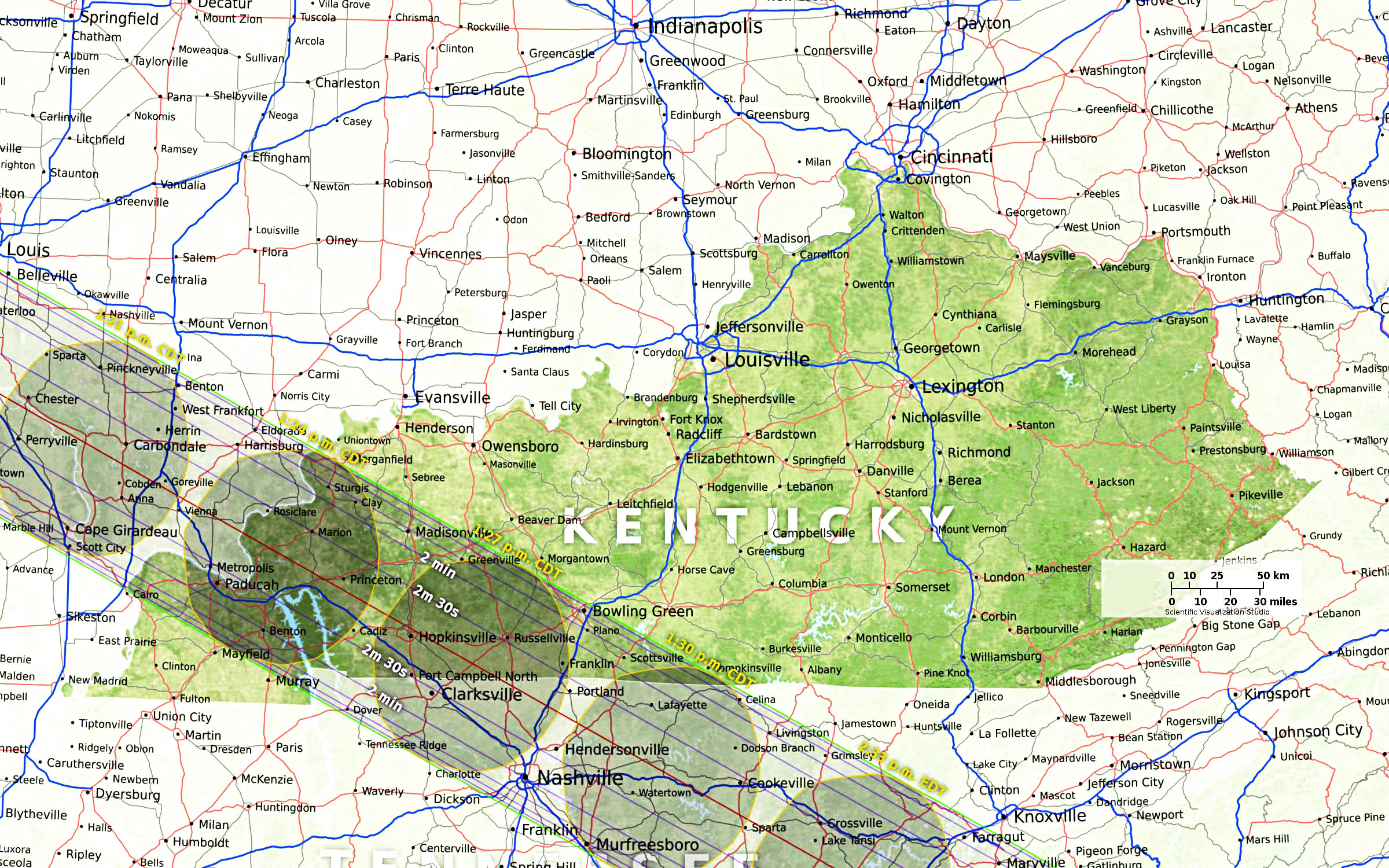 Kentucky eclipse path