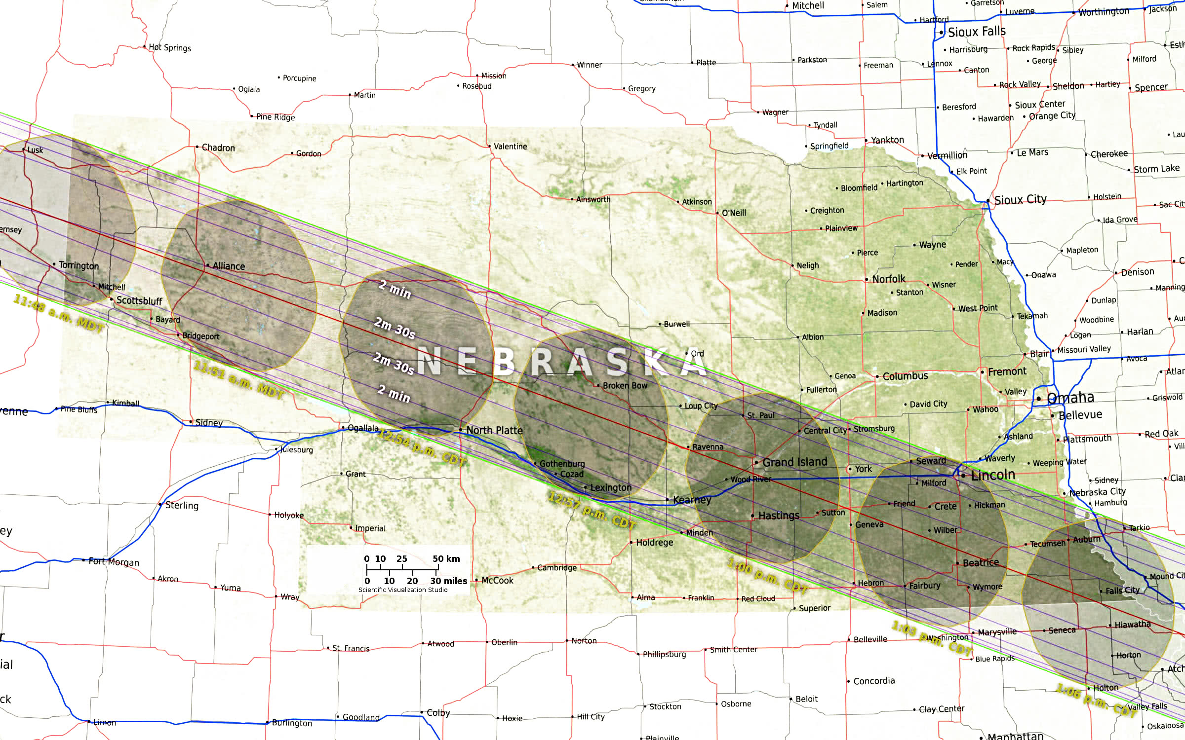 Nebraska eclipse path