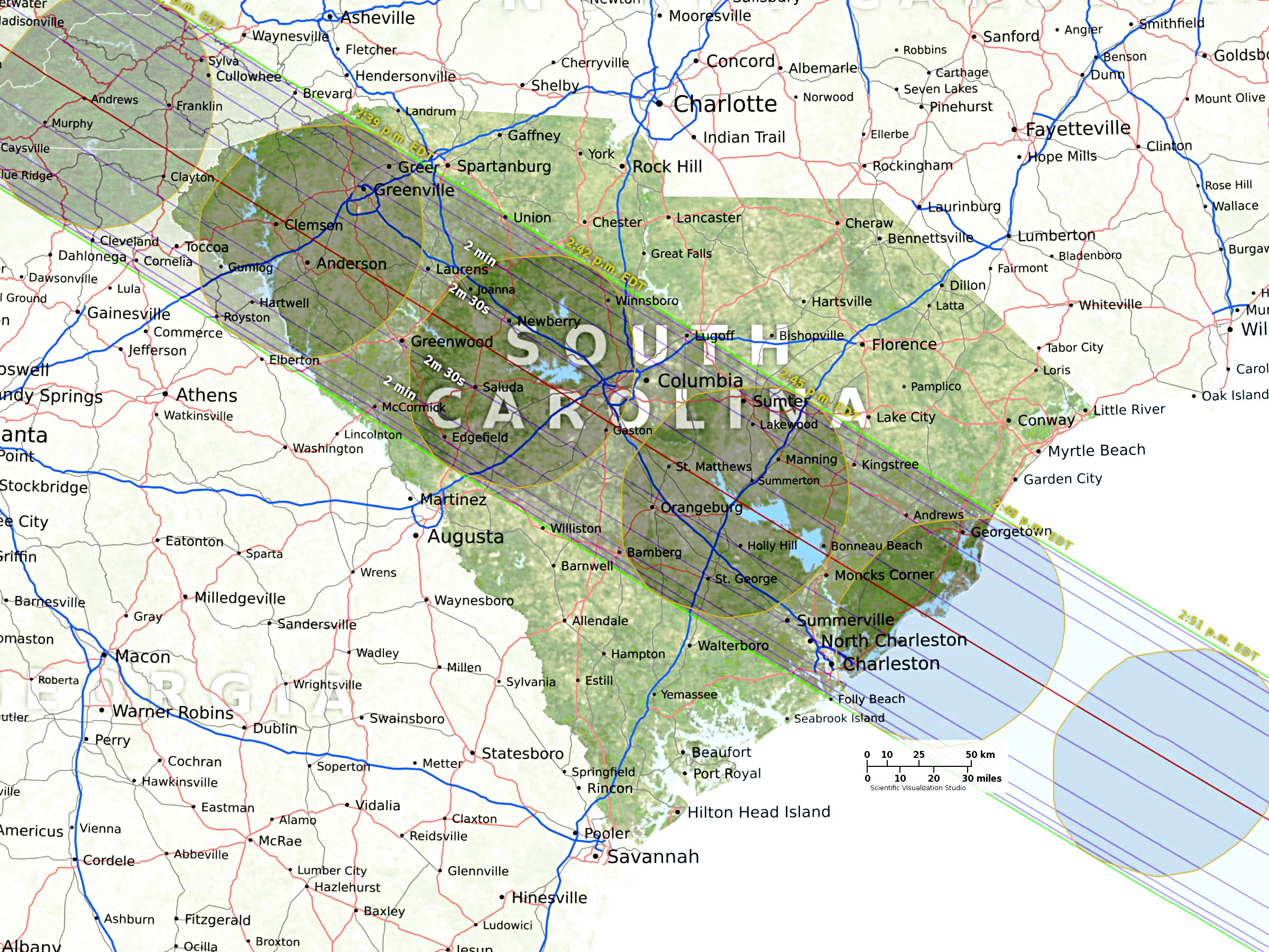 South Carolina eclipse path