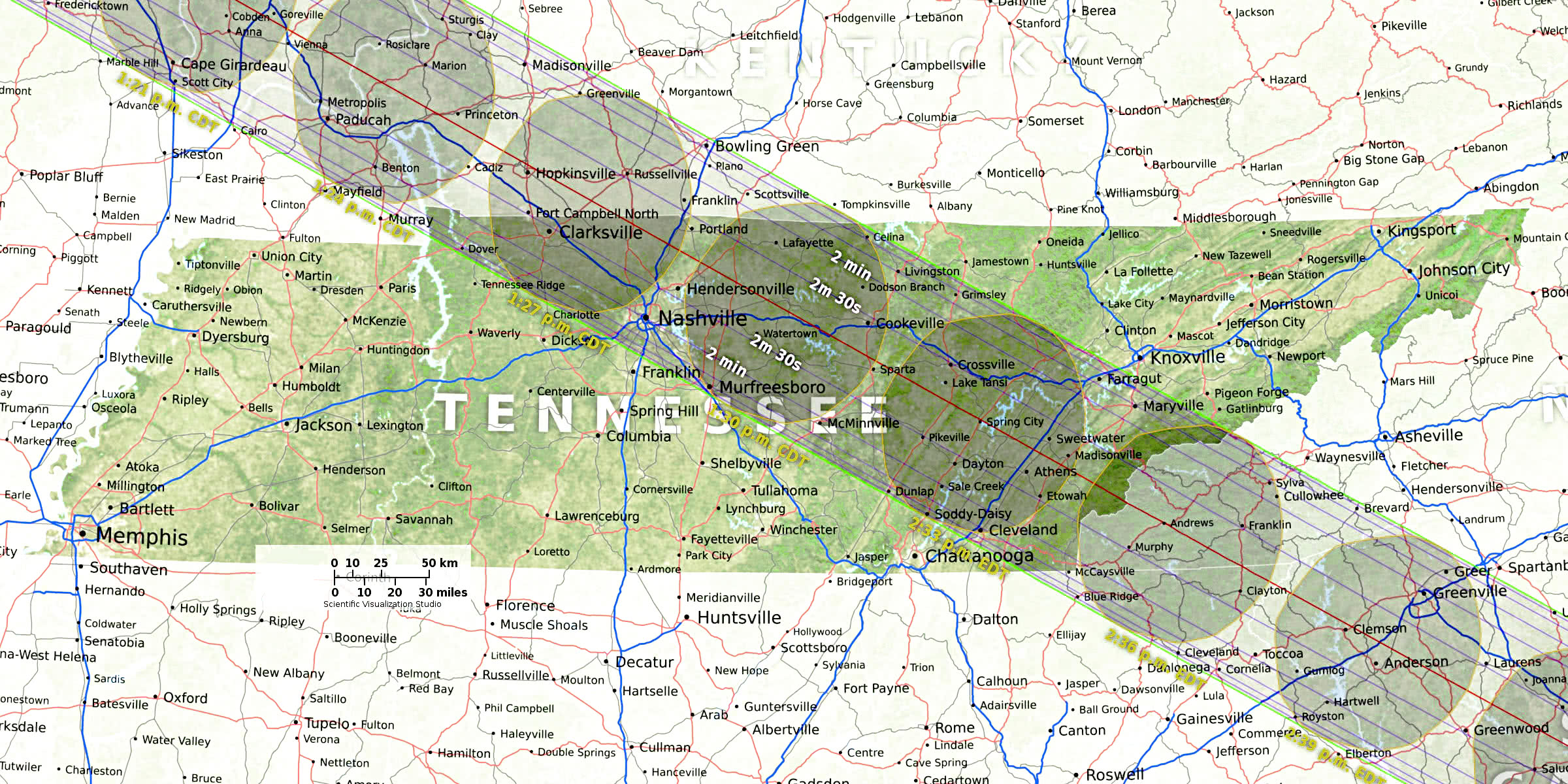 Tennessee eclipse path