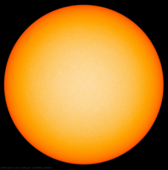 sun without sunspots 20190604