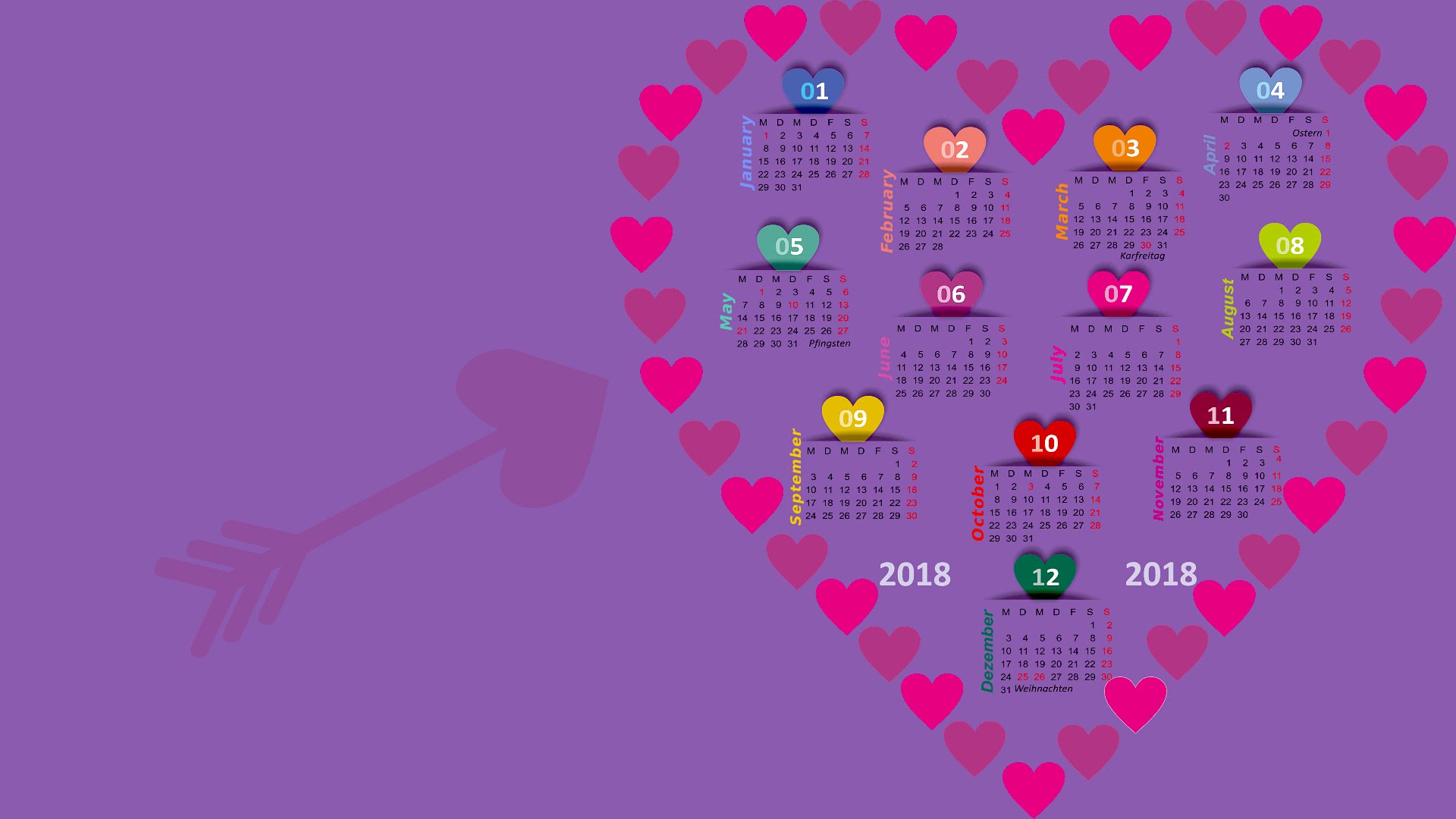 heart calendar 2018