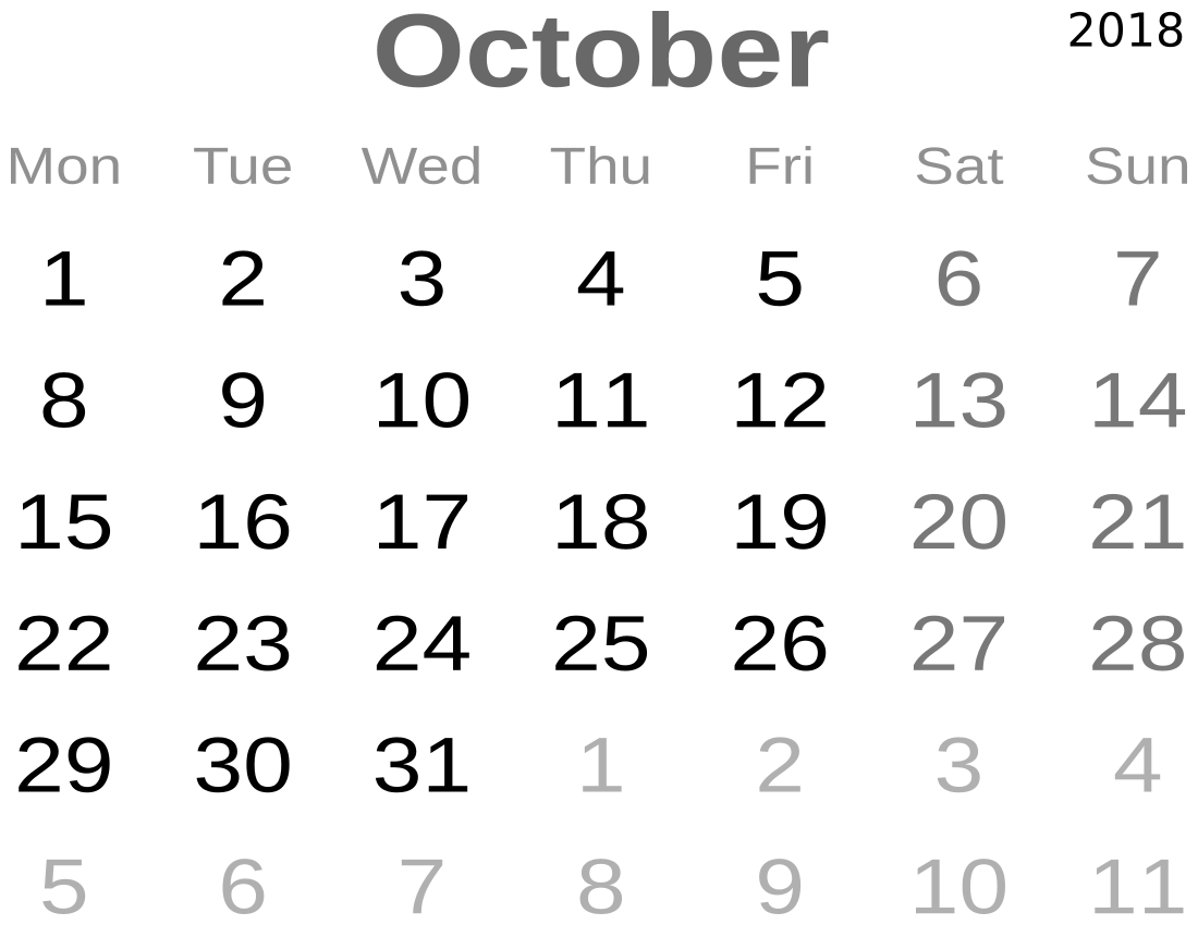 calendar October 2018 /time/calendar_month/calendar_October_2018.png.html