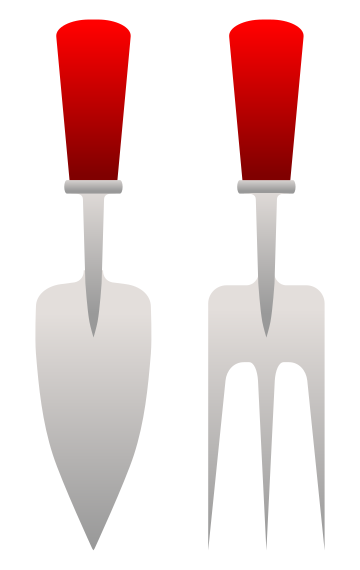 gardening fork and trowel