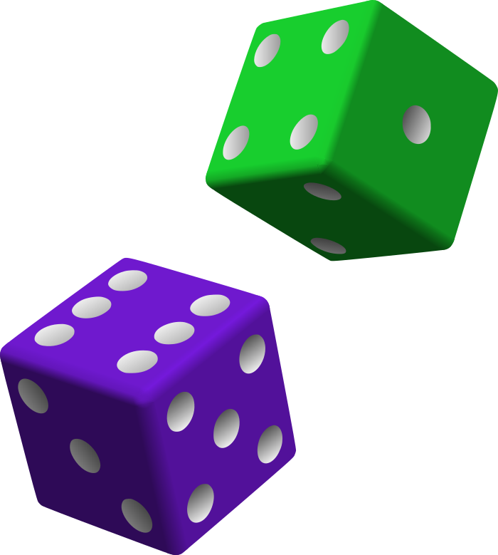 dice green and purple