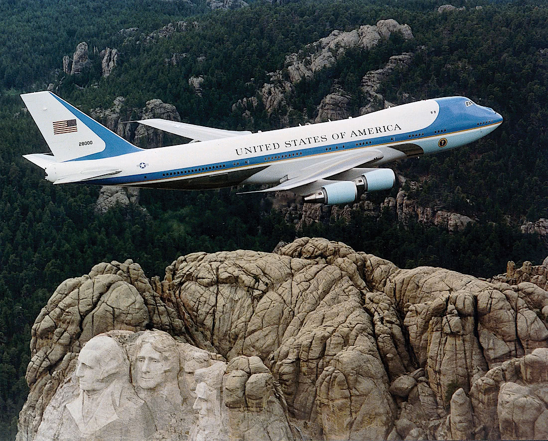 Air Force One over Mt Rushmore