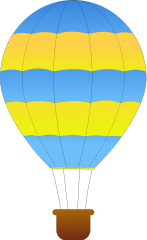 hot air balloon blue yellow