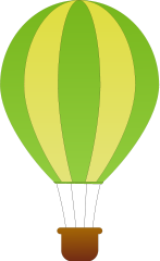 hot air balloon green yellow vertical stripe