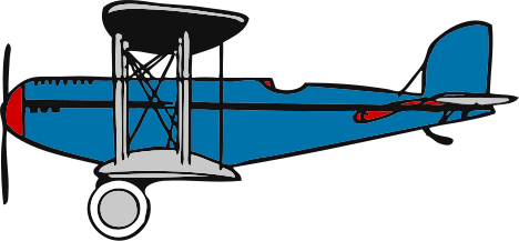 blue biplane