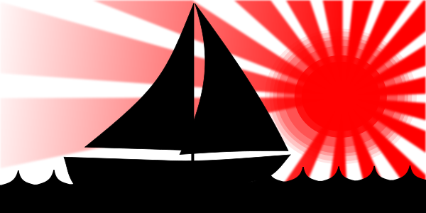 sailboat under red sun