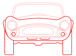 car blueprint front red