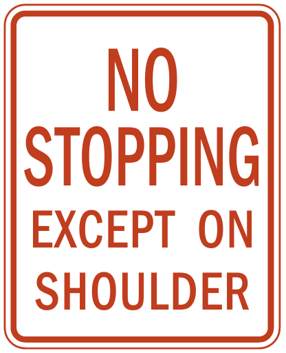 no stopping except on shoulder