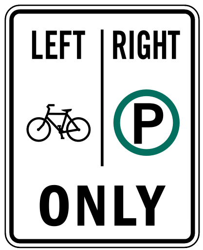 bike left pedestrian right