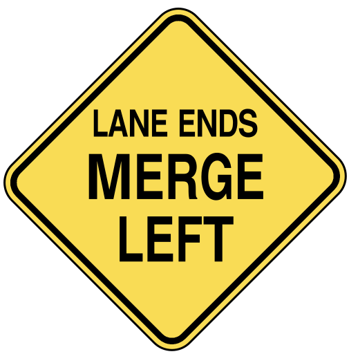 lane ends merge left