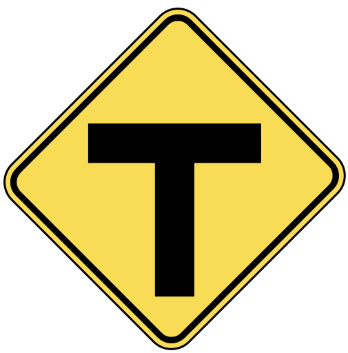 T intersection ahead
