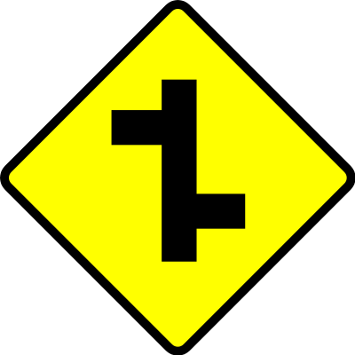 sign caution 2T junction