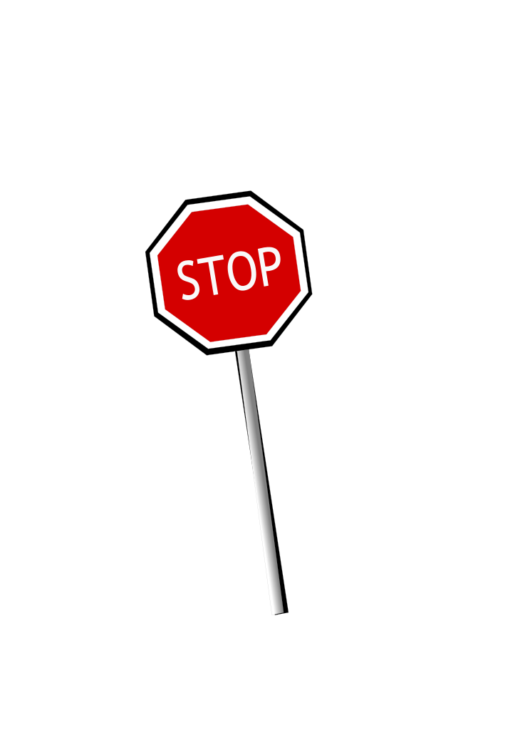 leaning stop sign