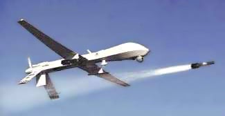 Predator drone firing Hellfire missle