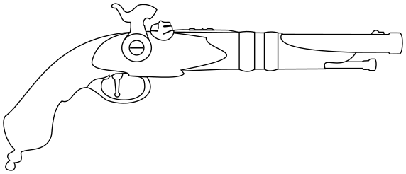 flintlock pistol lineart