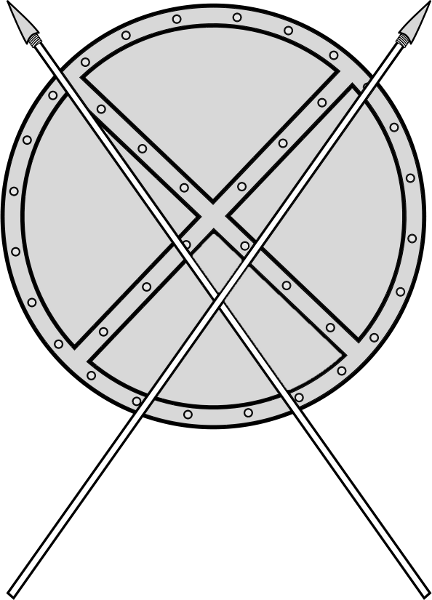round shield and crossed spears