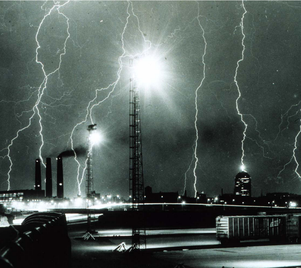 lightning storm over Boston 1967