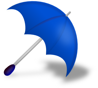 umbrella open on floor blue