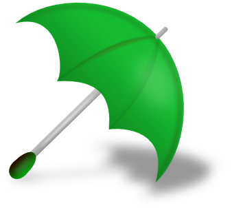 umbrella open on floor green
