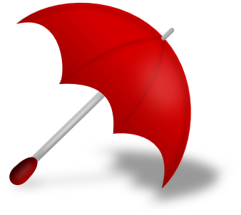 umbrella open on floor red