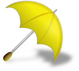 umbrella open on floor yellow