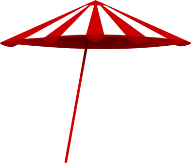 red white beach umbrella