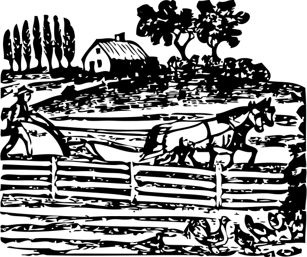 farmer ploughing w horses