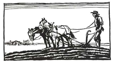 farmer with plough horses