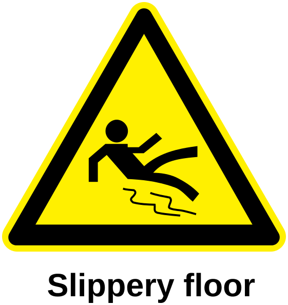 slippery floor label