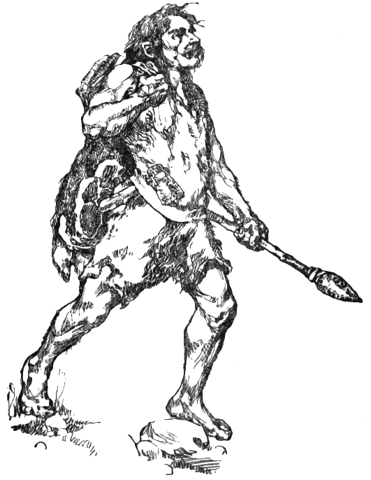 caveman with spear and game