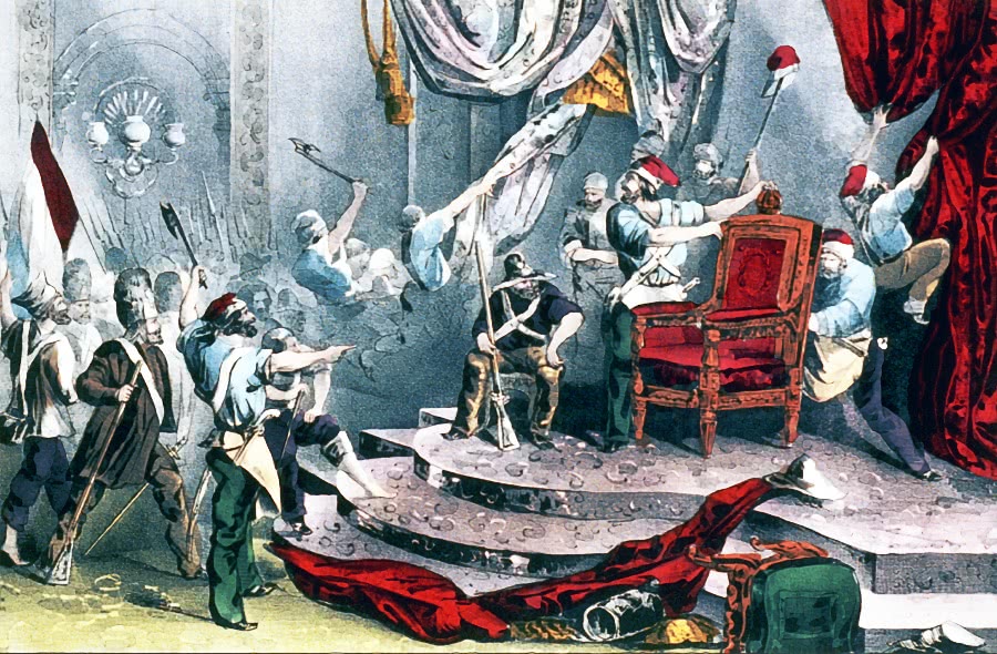 French revolution scene in throne room
