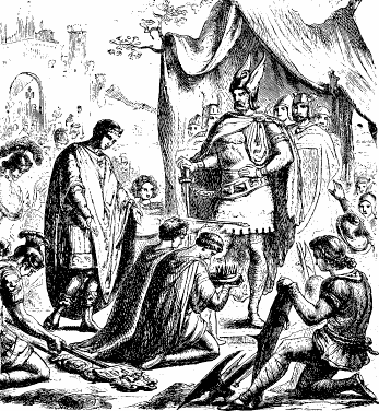 Romulus Augustus resigns the Crown before Odoacer