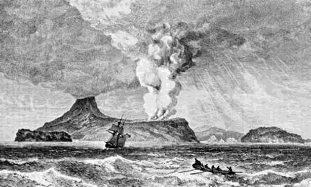 Krakatau erupts