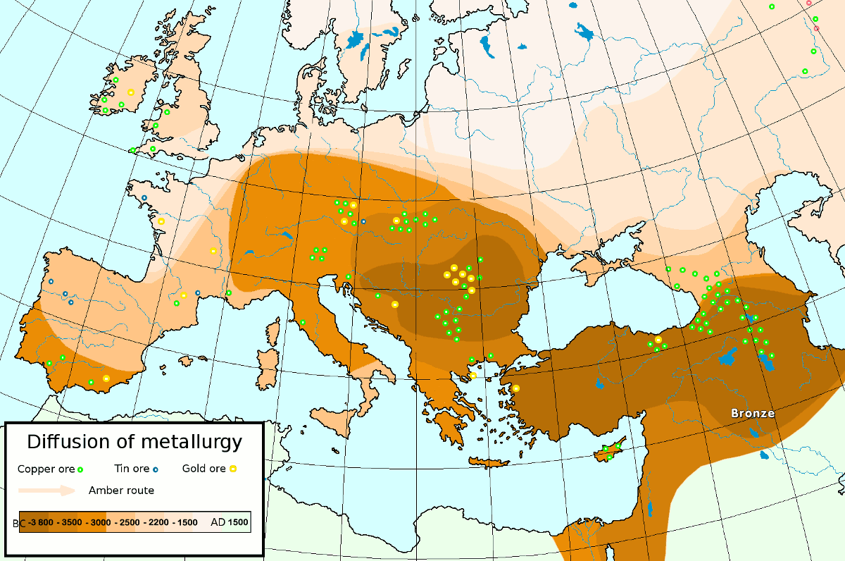 Map of the diffusion of metallurgy