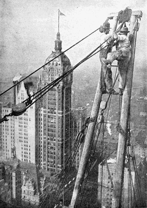 Workers on crane
