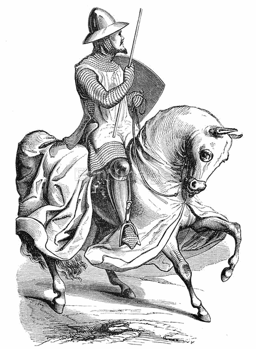 Medieval knight on horseback