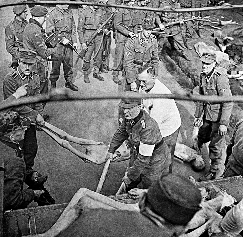 SS prison guards forced to load victims of Bergen Belsen