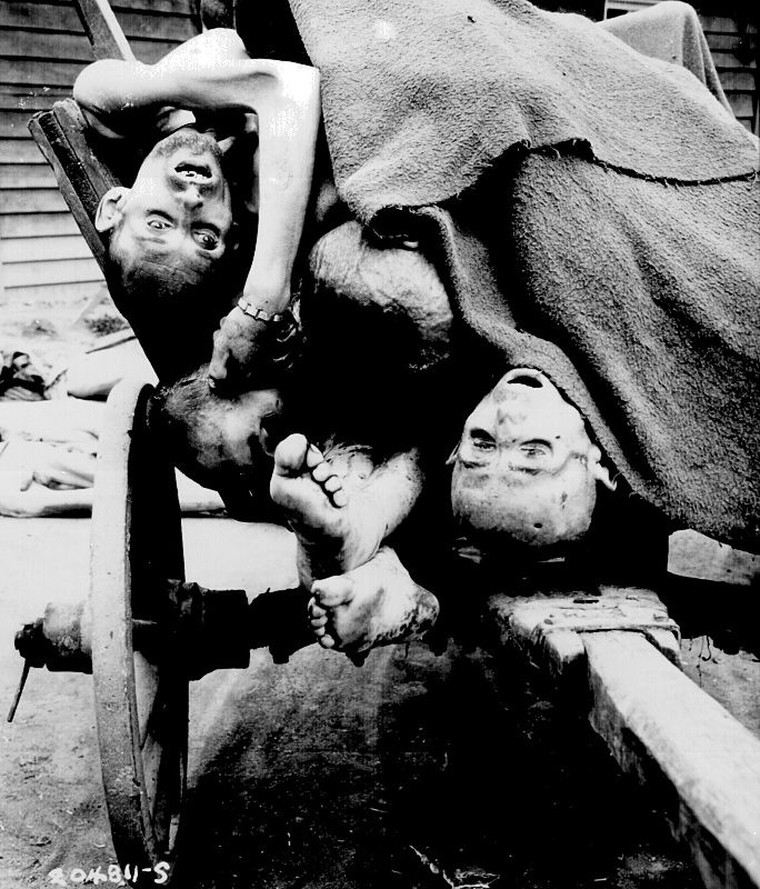 bodies being removed by German civilians for decent burial at Gusen Concentration Camp